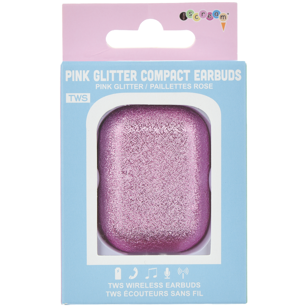 Pink Glitter Compact Earbuds