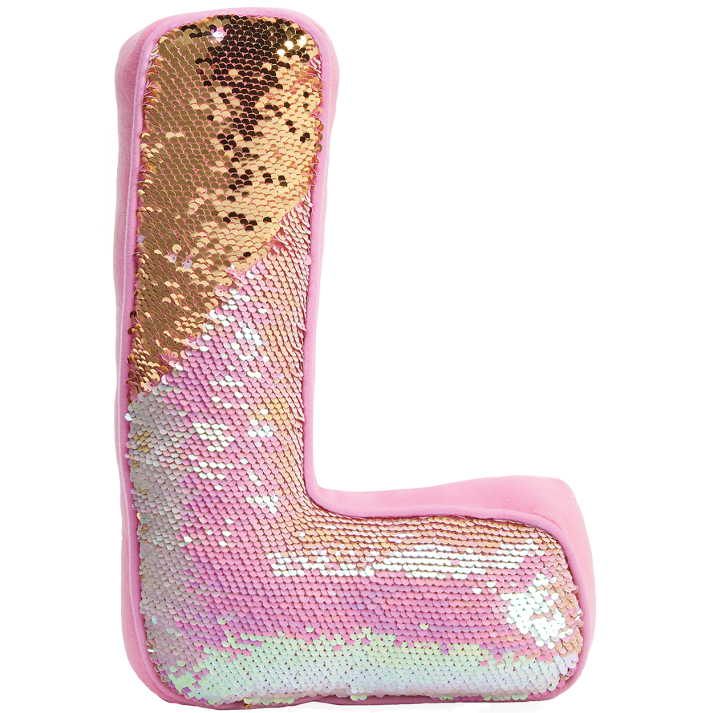 L Initial Reversible Sequin Plush