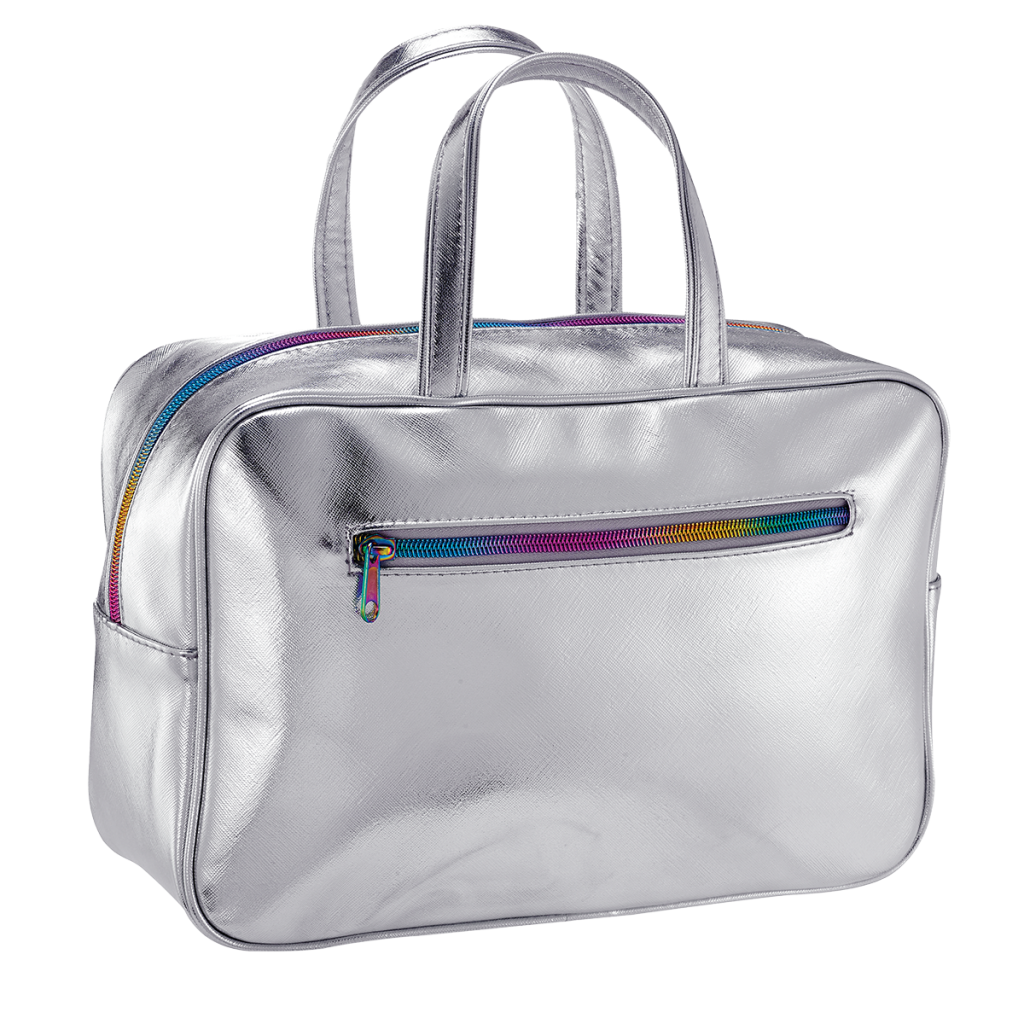 Silver Metallic Large Cosmetic Bag