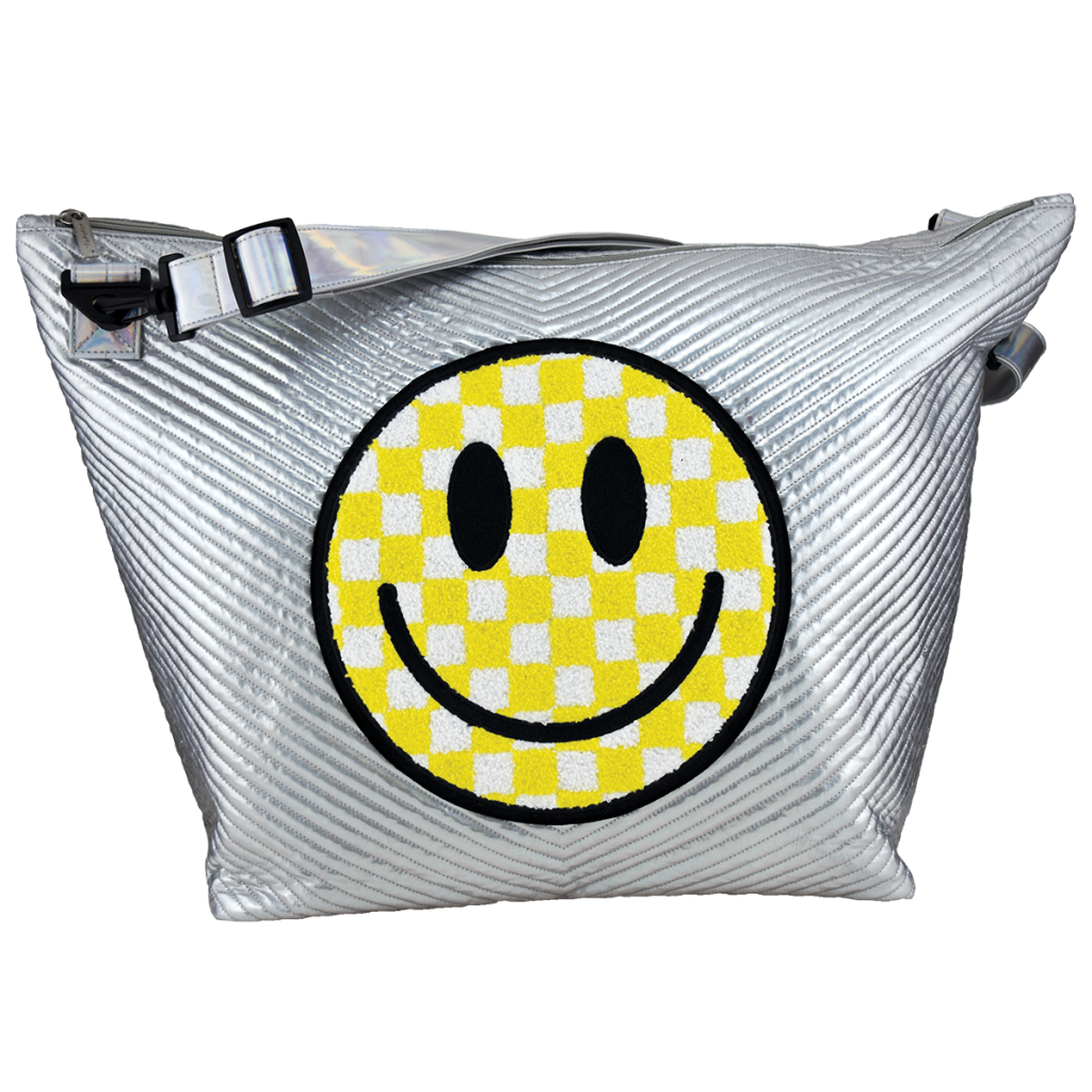 Checkered Smiley Face Chevron Weekender Bag