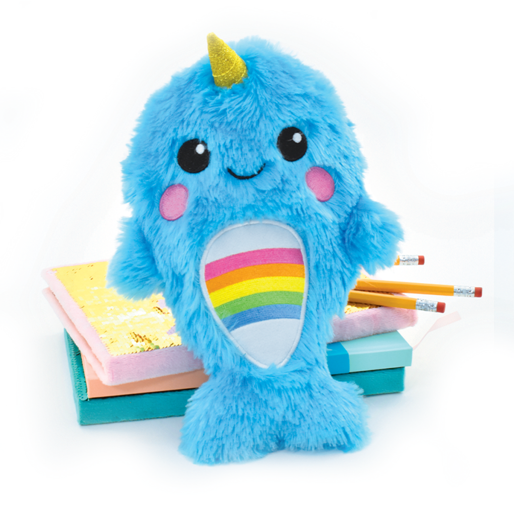 Rainbow Narwhal Furry Pencil Case