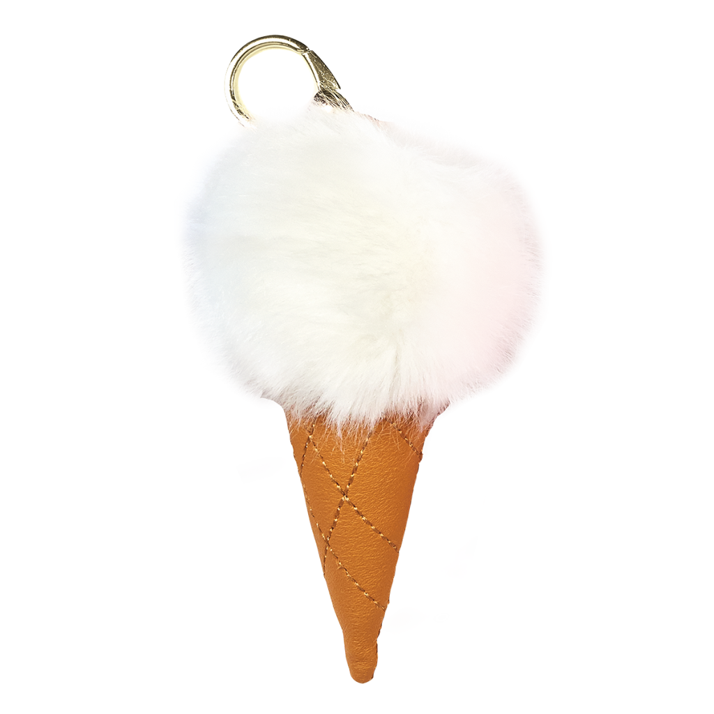 Ice Cream Furry Pom-Pom Clip White