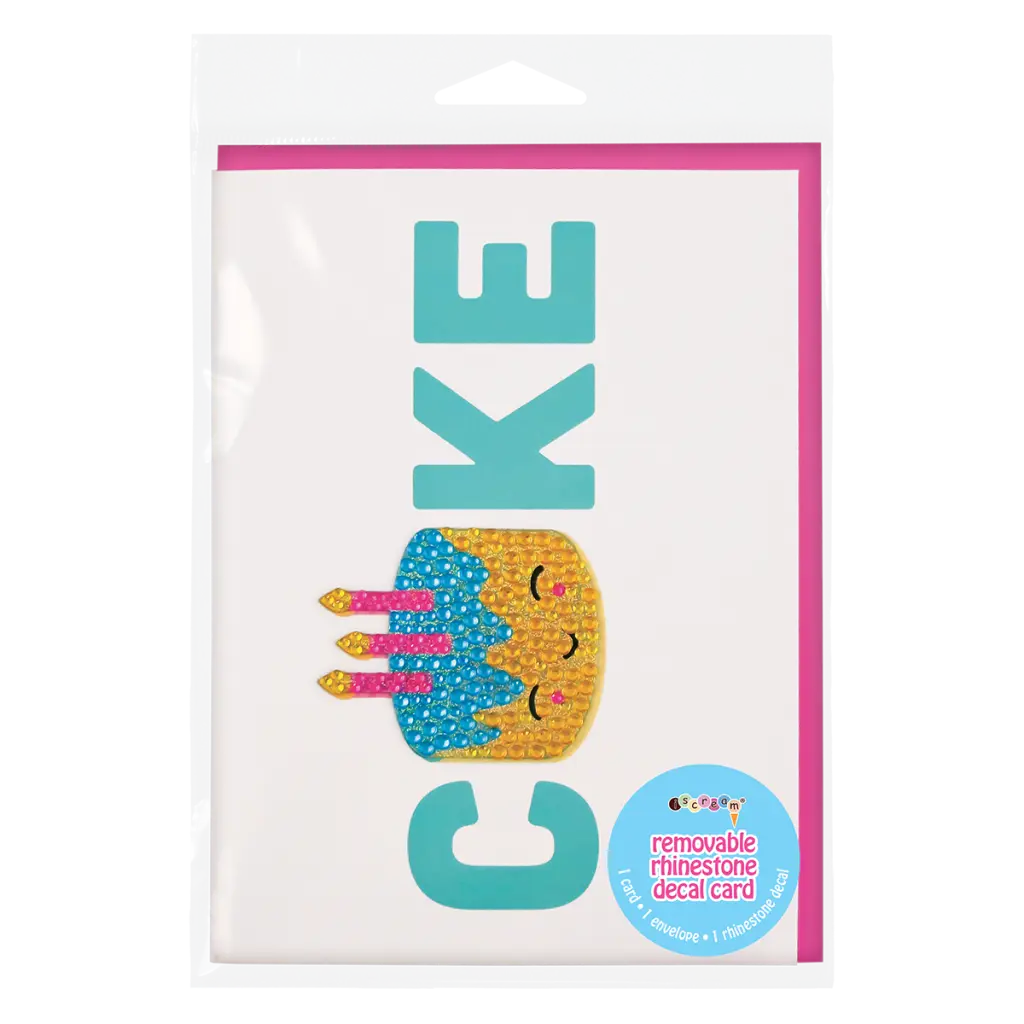 [760-1107] Birthday Cake Removable Rhinestone Decal Greeting Card
