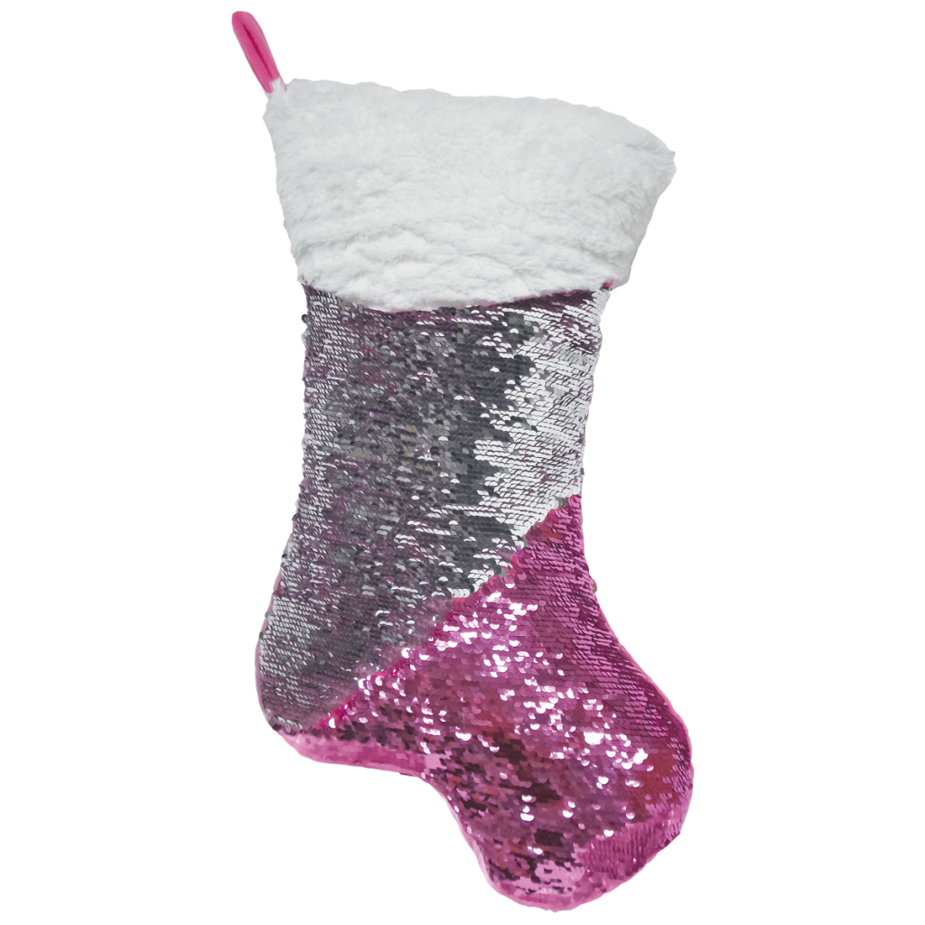 Pink Stocking Reversible Sequin Pillow
