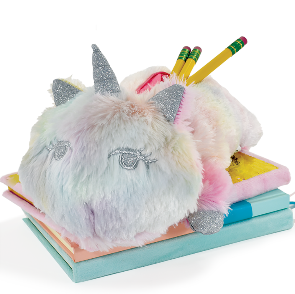 Unicorn Tie Dye Furry Pencil Case