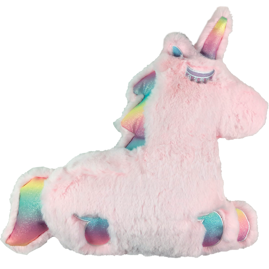 Rainbow Pink Unicorn Furry Pillow