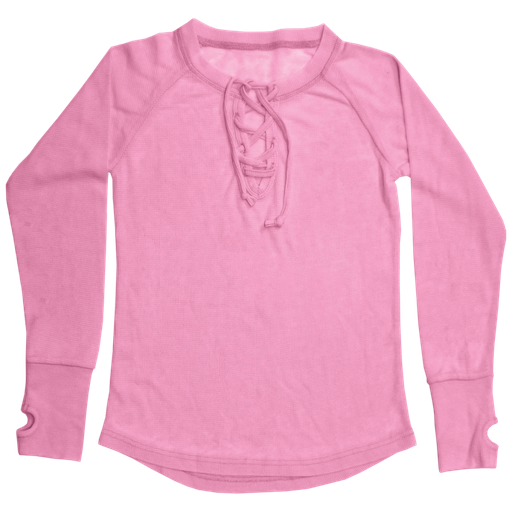 Pink Lace-Up Thermal Shirt