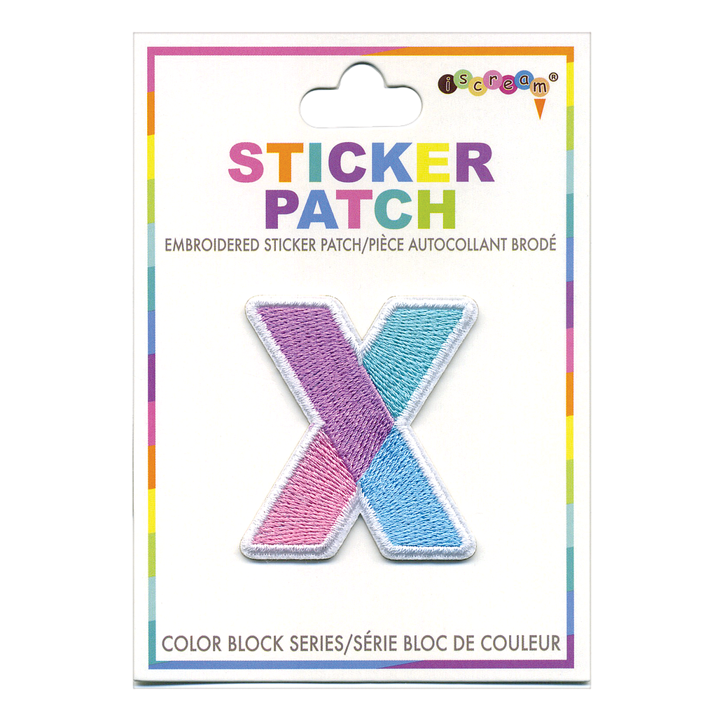 X Initial Color Block Sticker Patch