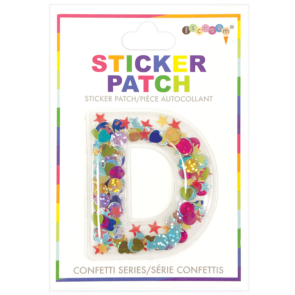 [700-304D] D Initial Confetti Sticker Patch