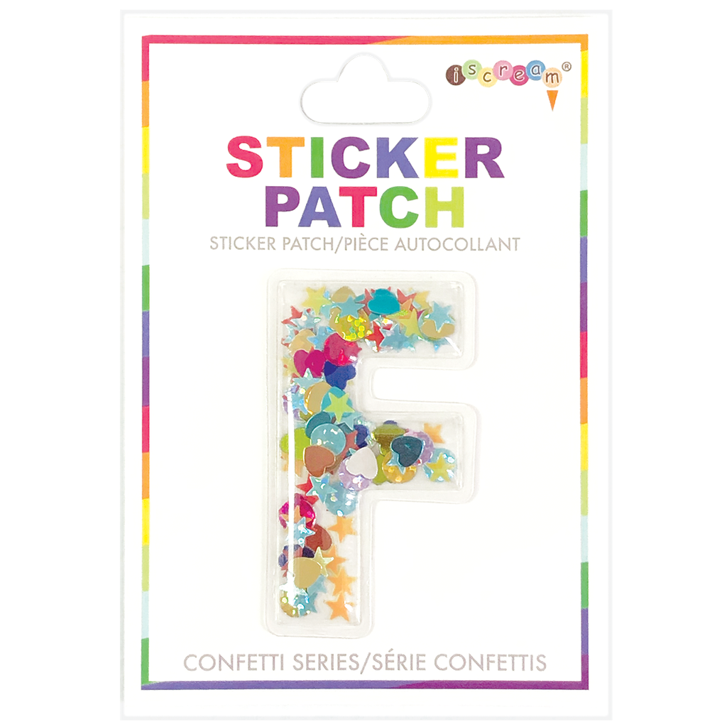 F Initial Confetti Sticker Patch