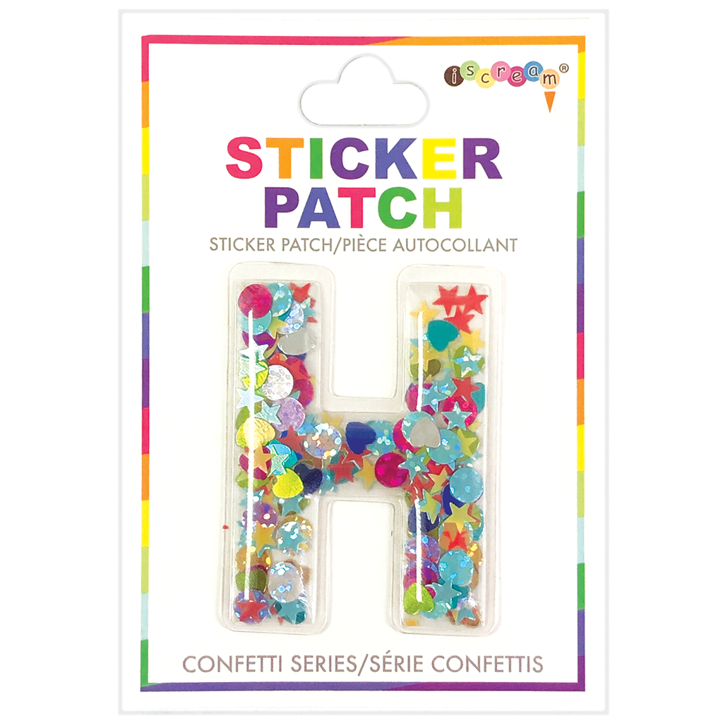 [700-304H] H Initial Confetti Sticker Patch