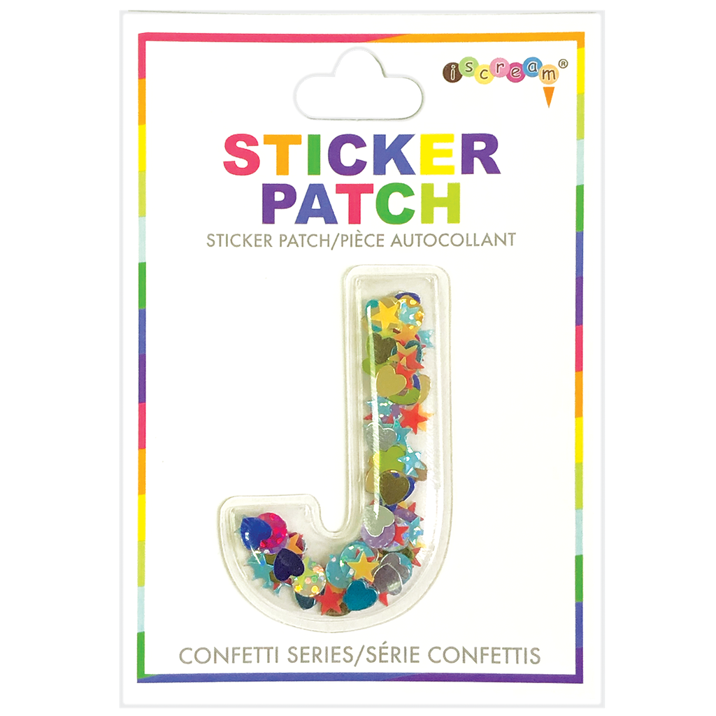 [700-304J] J Initial Confetti Sticker Patch
