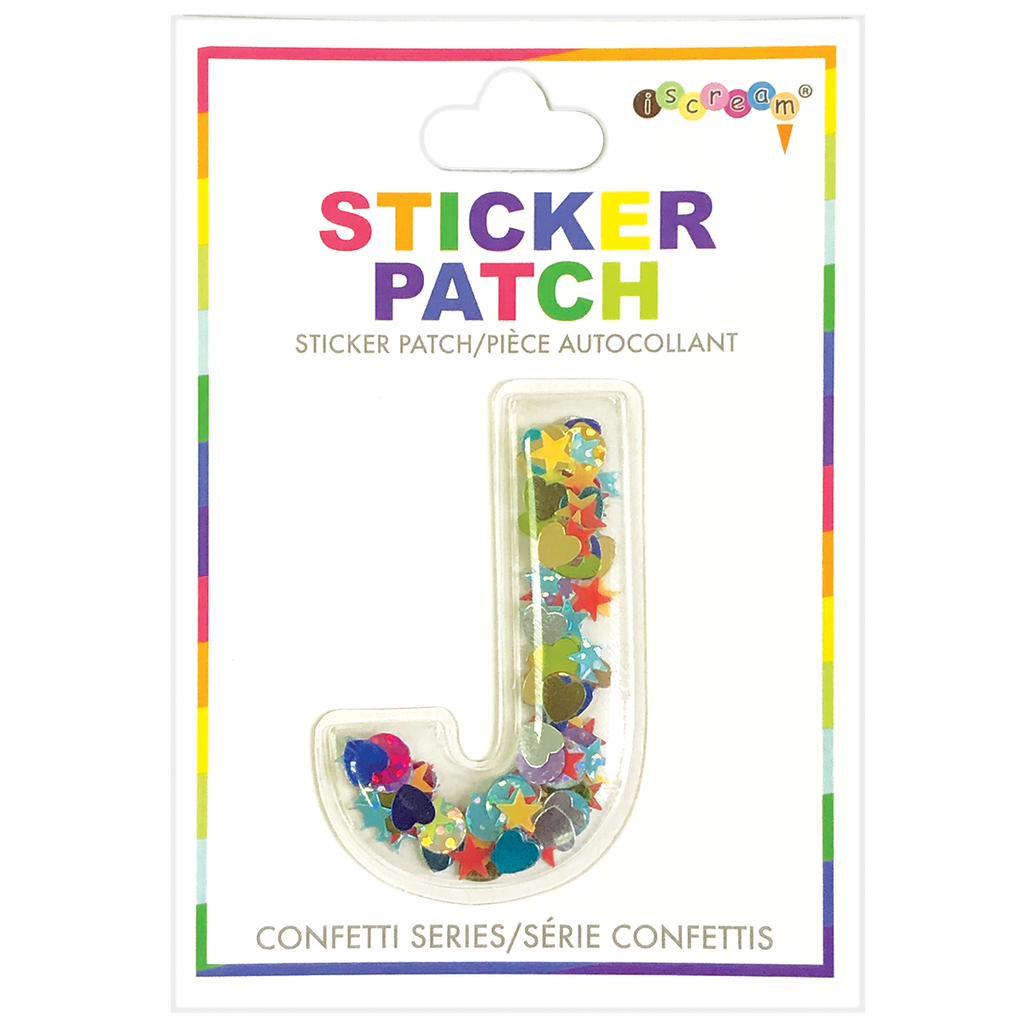 J Initial Confetti Sticker Patch