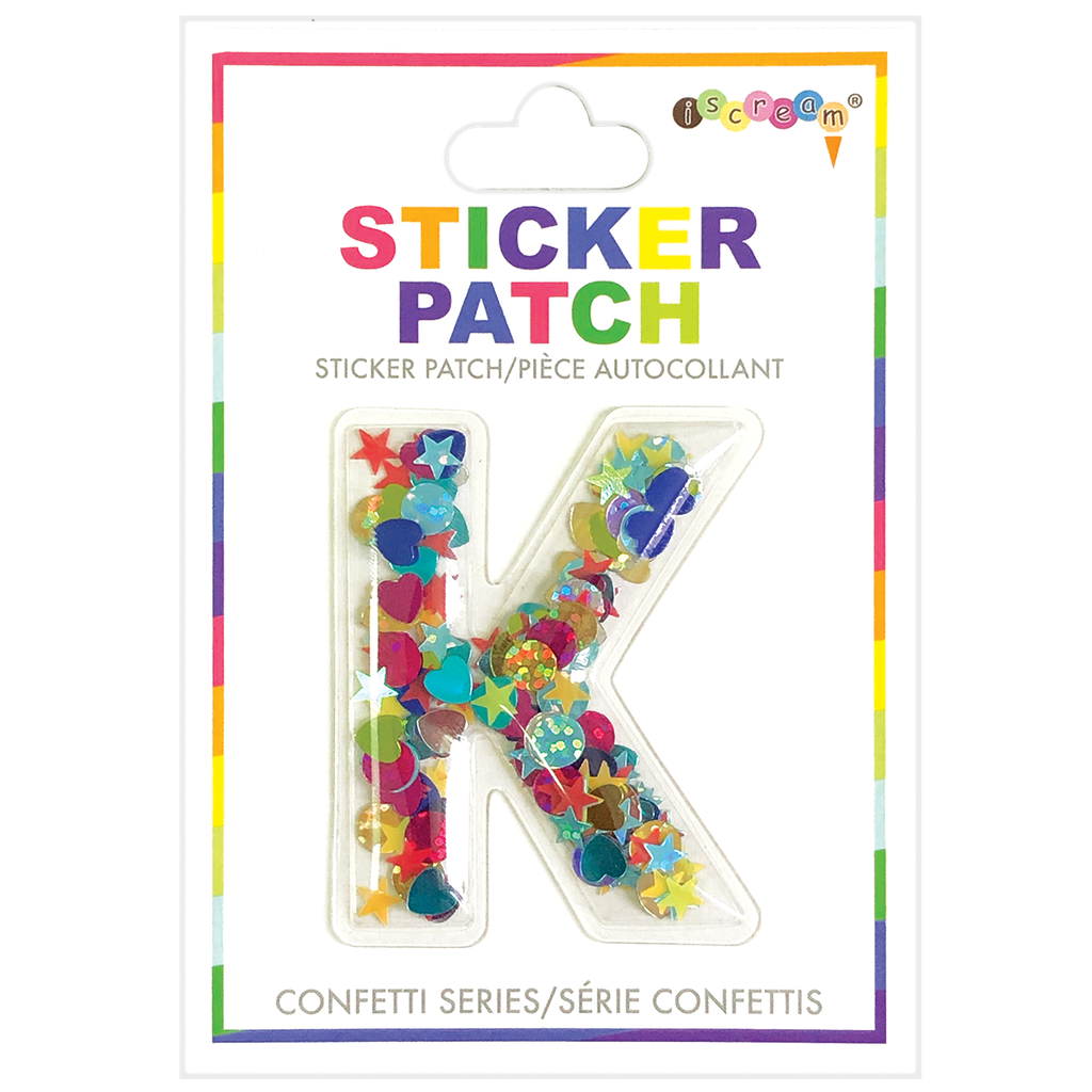 K Initial Confetti Sticker Patch
