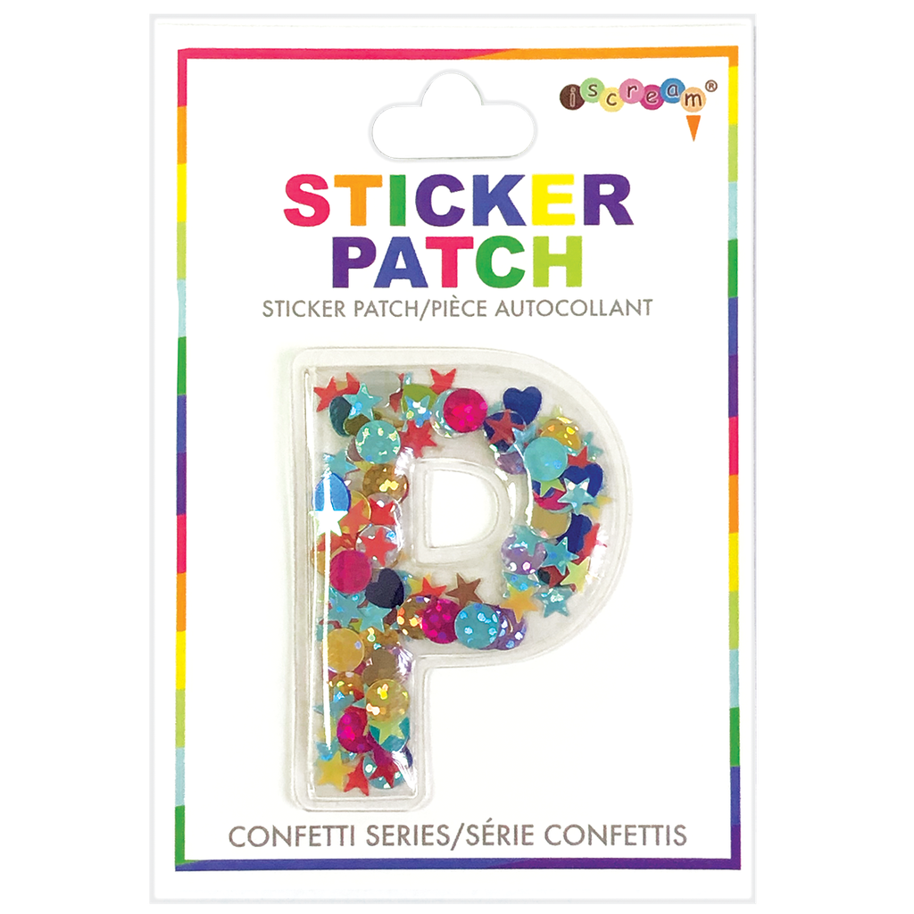 [700-304P] P Initial Confetti Sticker Patch