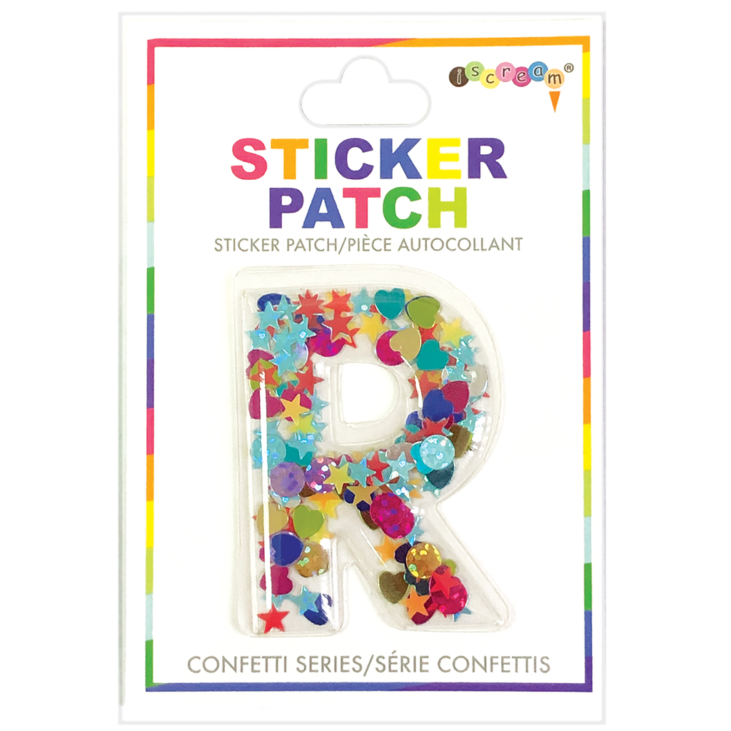 [700-304R] R Initial Confetti Sticker Patch