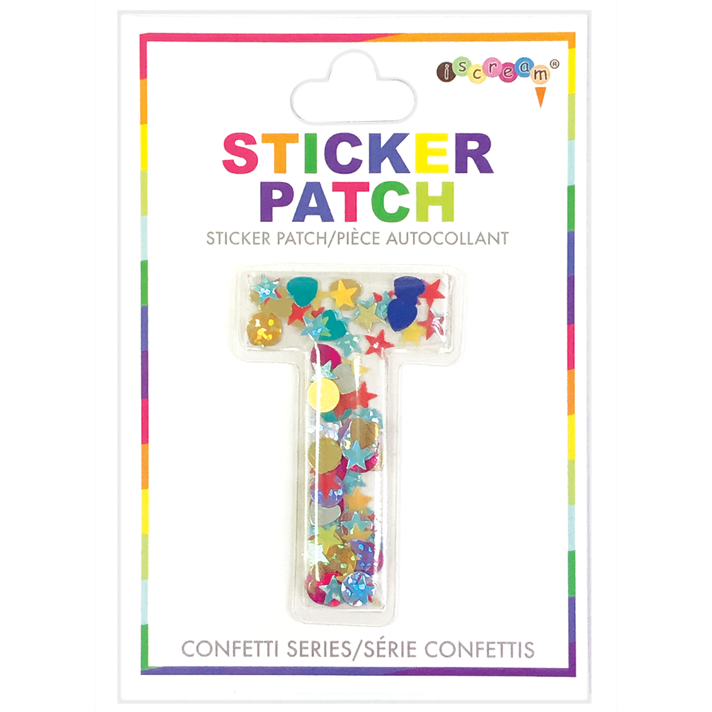 T Initial Confetti Sticker Patch