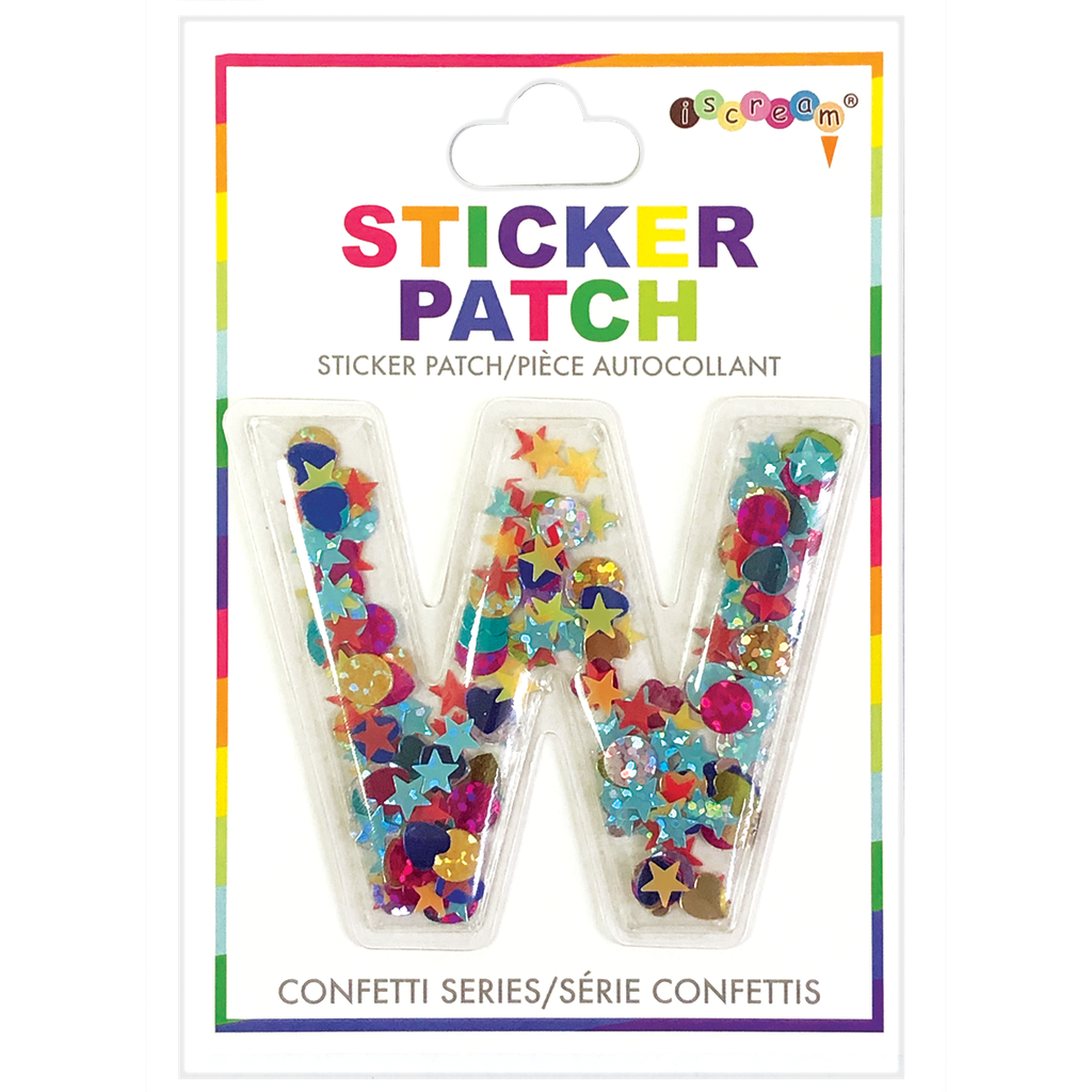 [700-304W] W Initial Confetti Sticker Patch