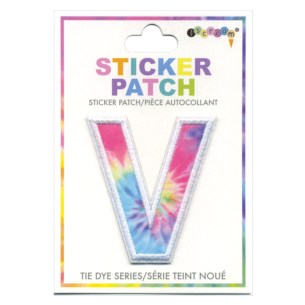 V Initial Tie Dye Sticker Patch
