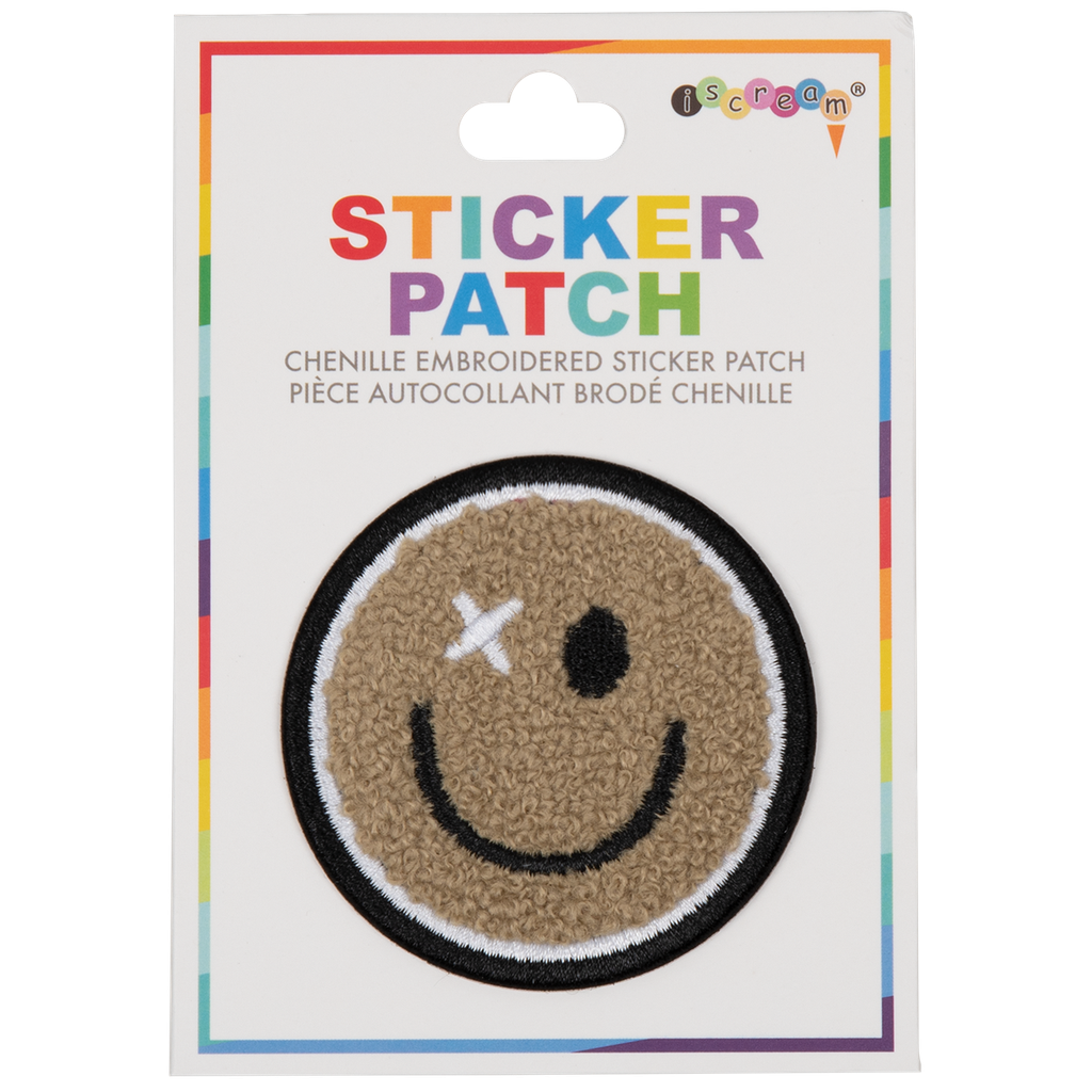 Happy Face Chenille Embroidered Sticker Patch
