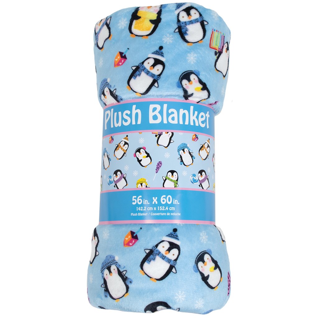 Hanukkah Penguins Plush Blanket
