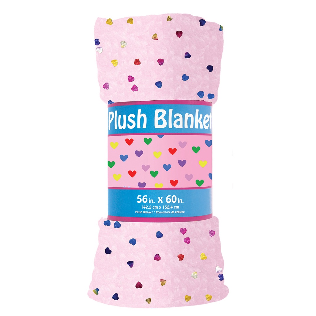 Colorful Foil Hearts Plush Blanket