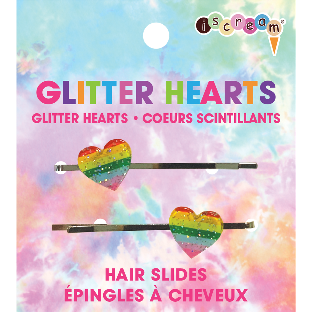 [880-165] Glitter Hearts Hair Slides