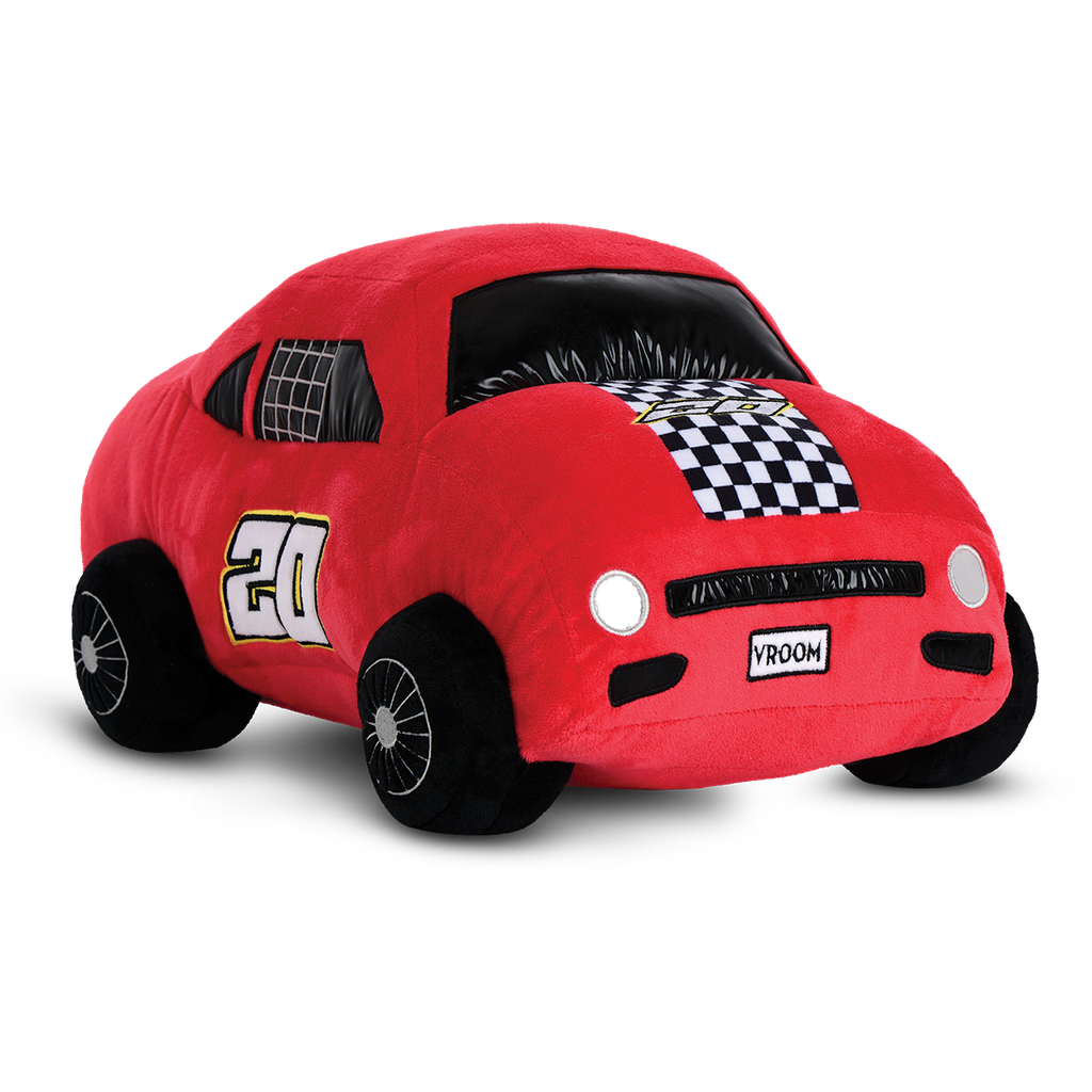 Red Race Car Fleece and Metallic Pillow