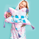 Silver Star Tie Dye Fleece and Foil Pillow