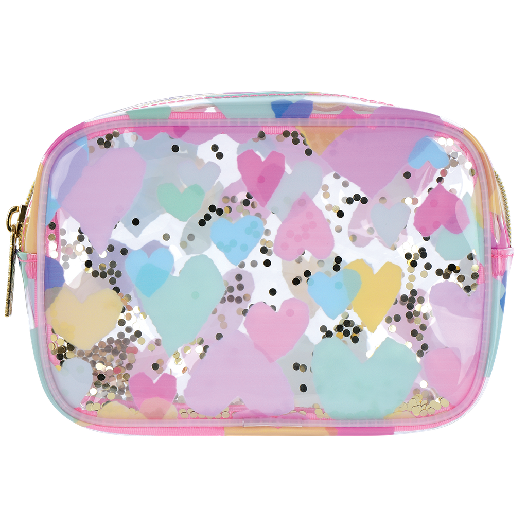 Pastel Hearts Clear Cosmetic Bag