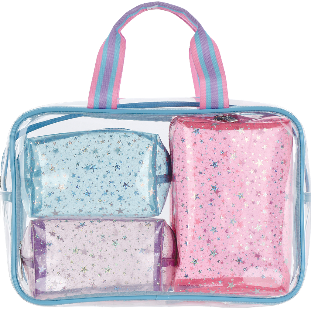 Color Block Clear Cosmetic Bag Set