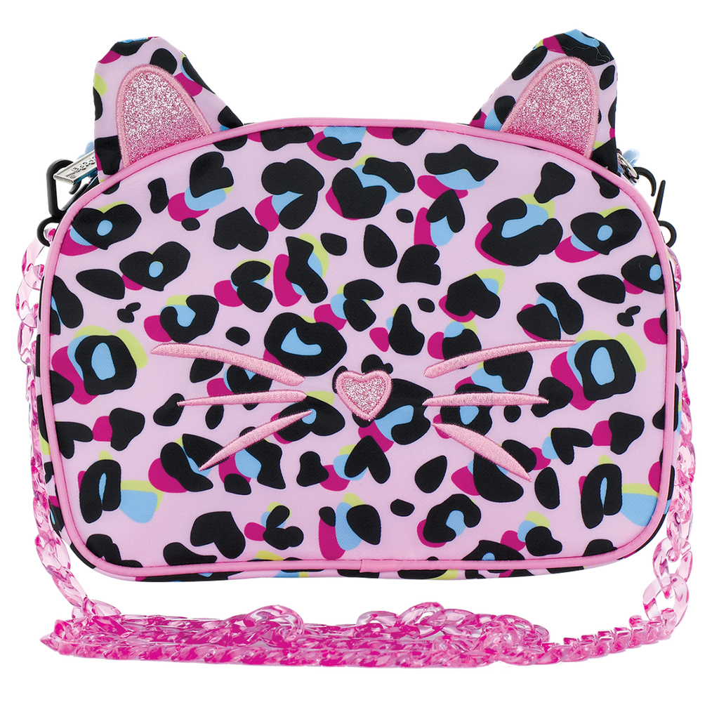 Pink Leopard Glitter Crossbody Bag