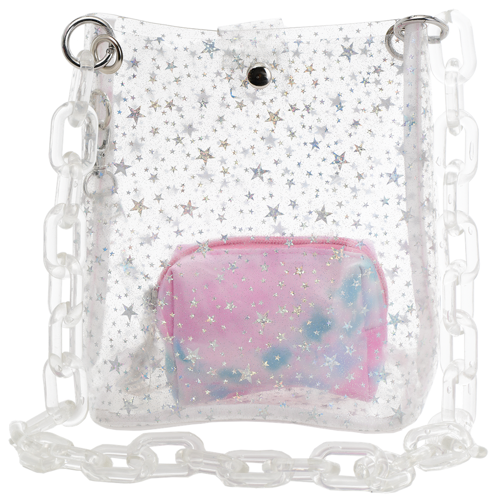 Silver Stars Bucket Bag and Pouch