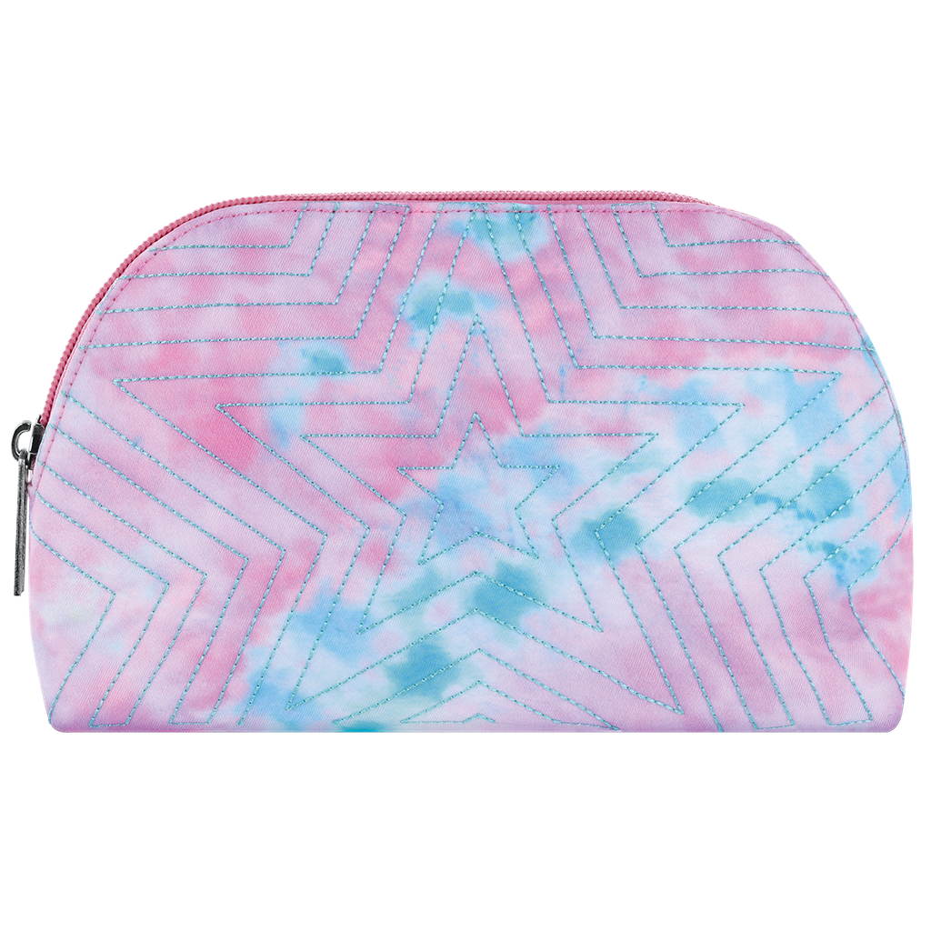 Silver Star Quilted  Oval Cosmetic Bag