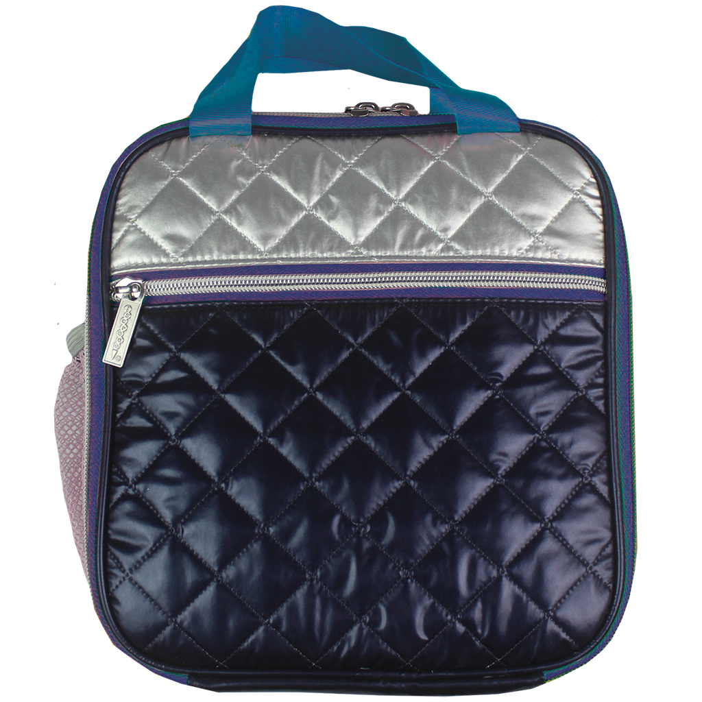 Silver and Blue Metallic Quilted Lunch Tote
