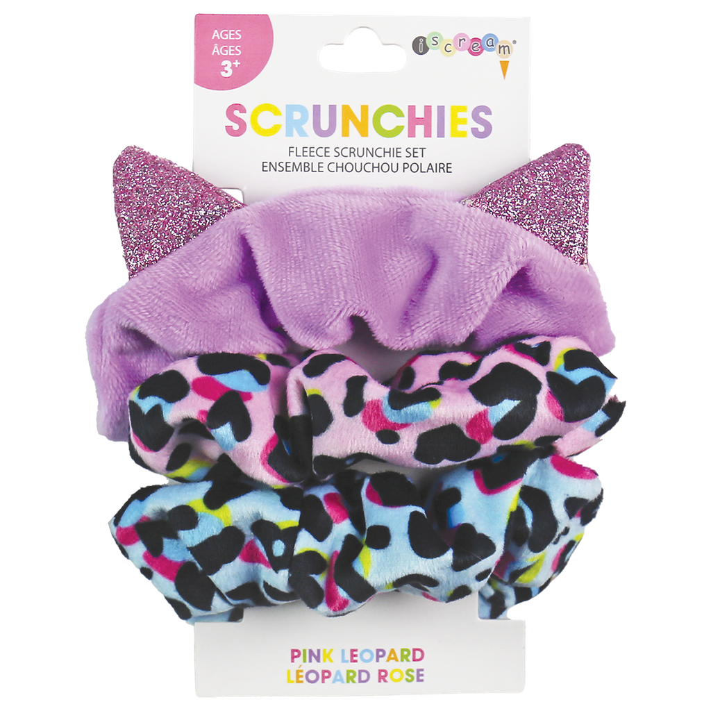 Pink Leopard Scrunchie Set