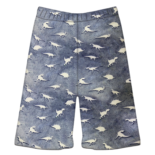 [820-1481XS] Dinosaur Tracks Glow Plush Board Shorts (Youth X-Small (4-6))