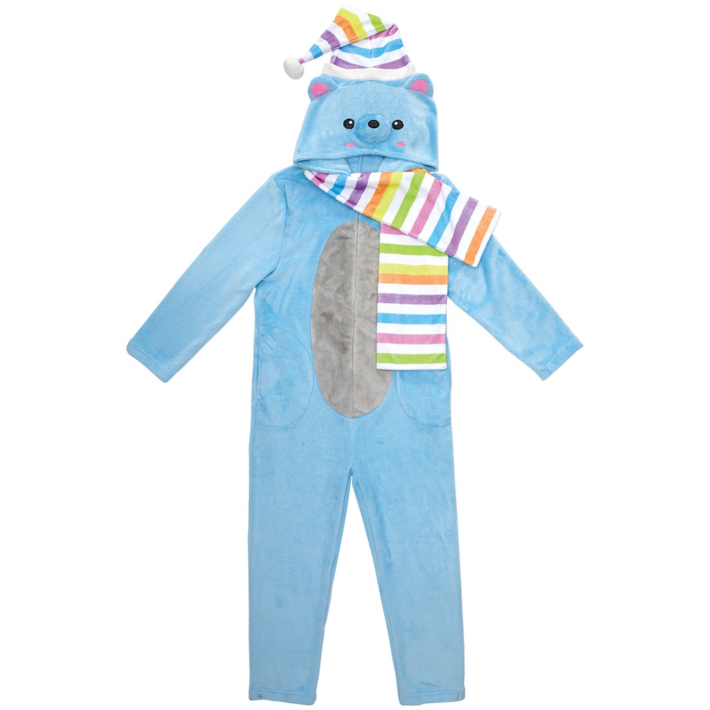 [820-1523S] Cozy Polar Bear Plush Onesie (Youth Small (6-8))