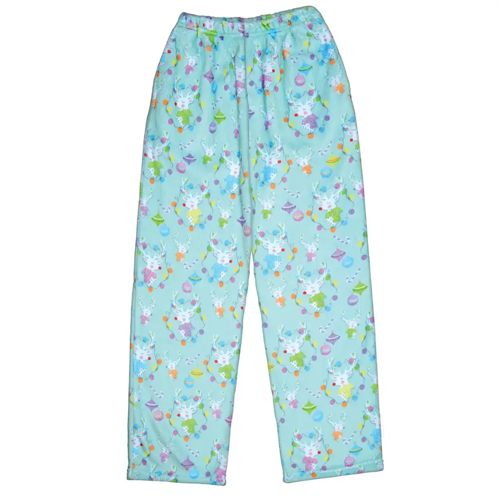 [820-1536XS] Festive Reindeer Plush Pants (X-Small (4-6))