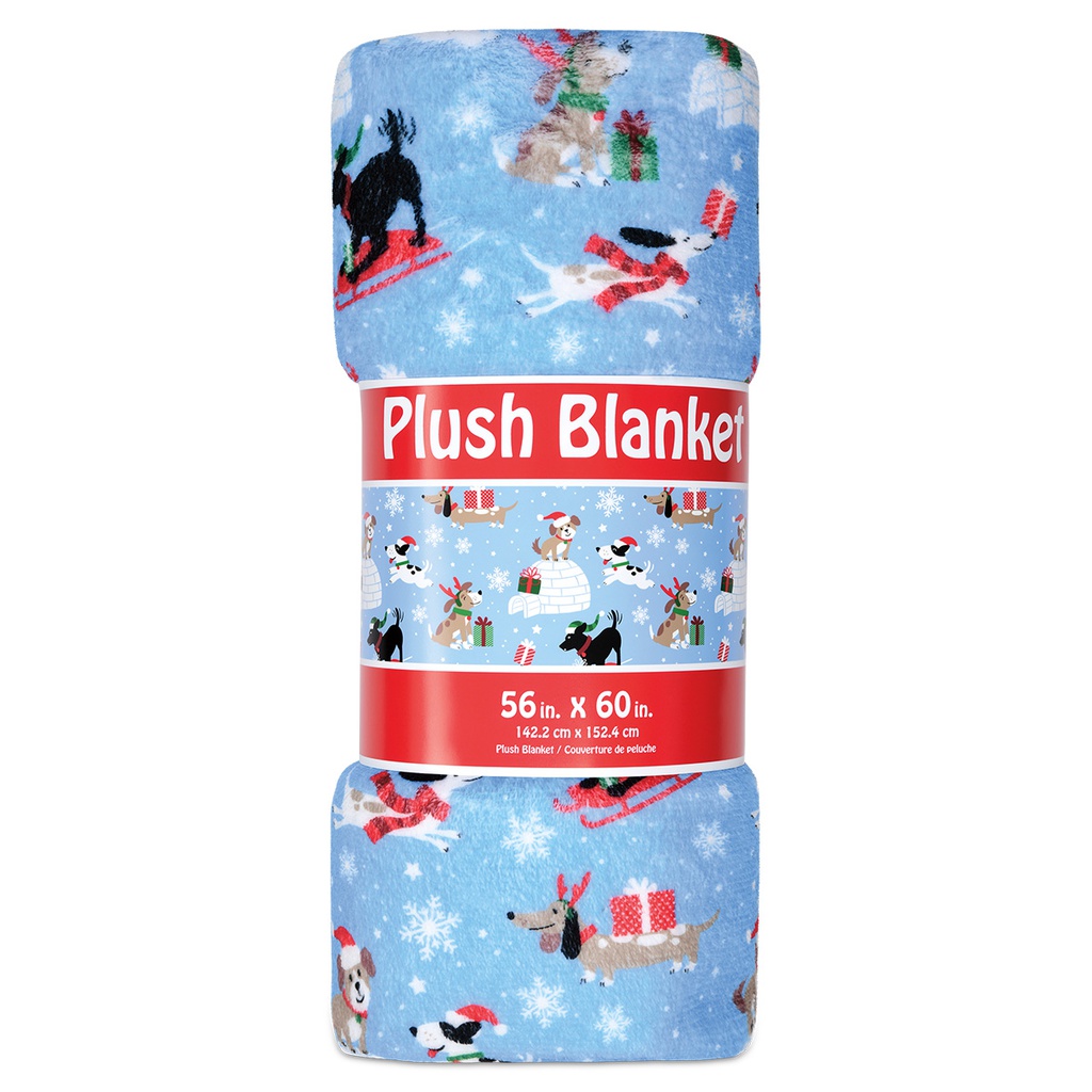 [780-2049] Merry Dog-Mas Plush Blanket