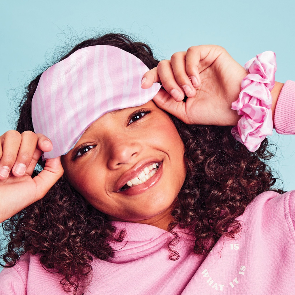 Zebra and Leopard Reversible Eye Mask & Scrunchie Set