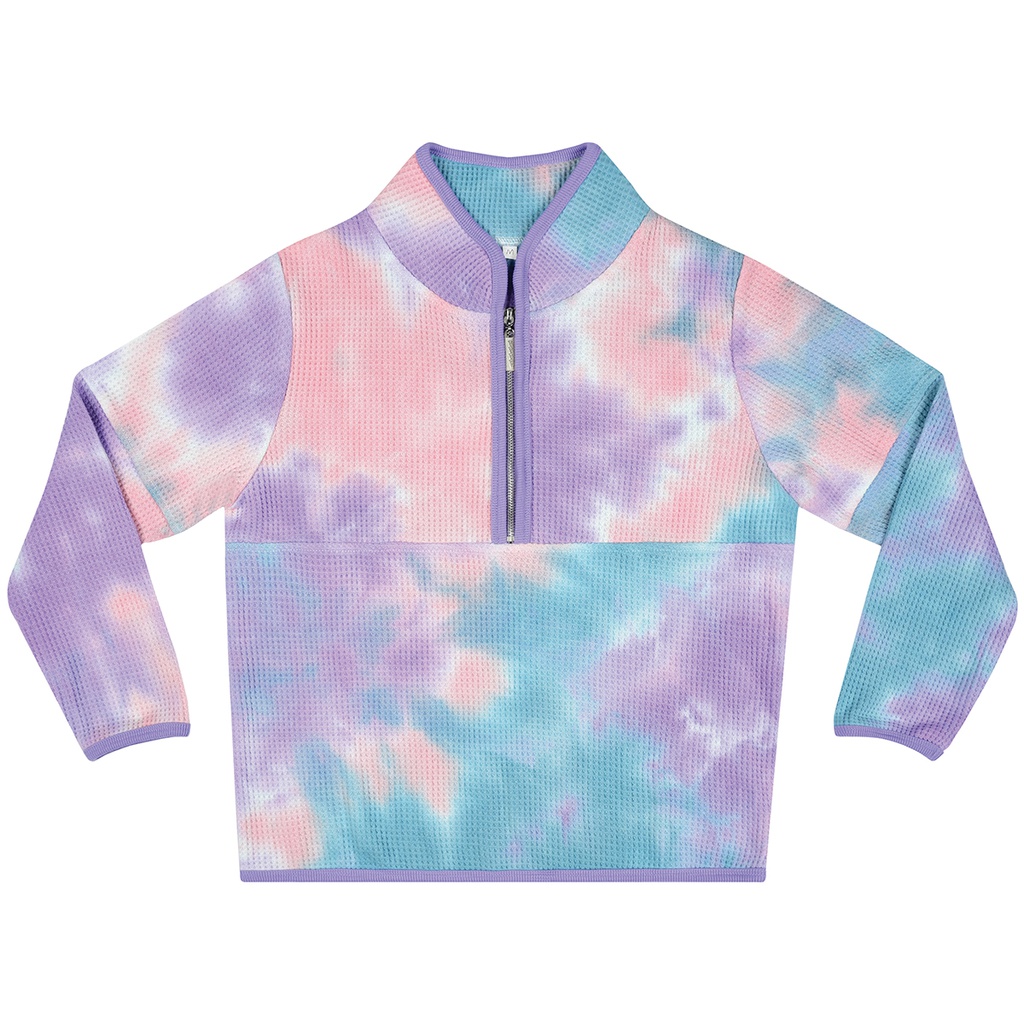 [820-1653S] Bubble Gum Waffle Half Zip Fleece Pullover (Youth Small (6-8))