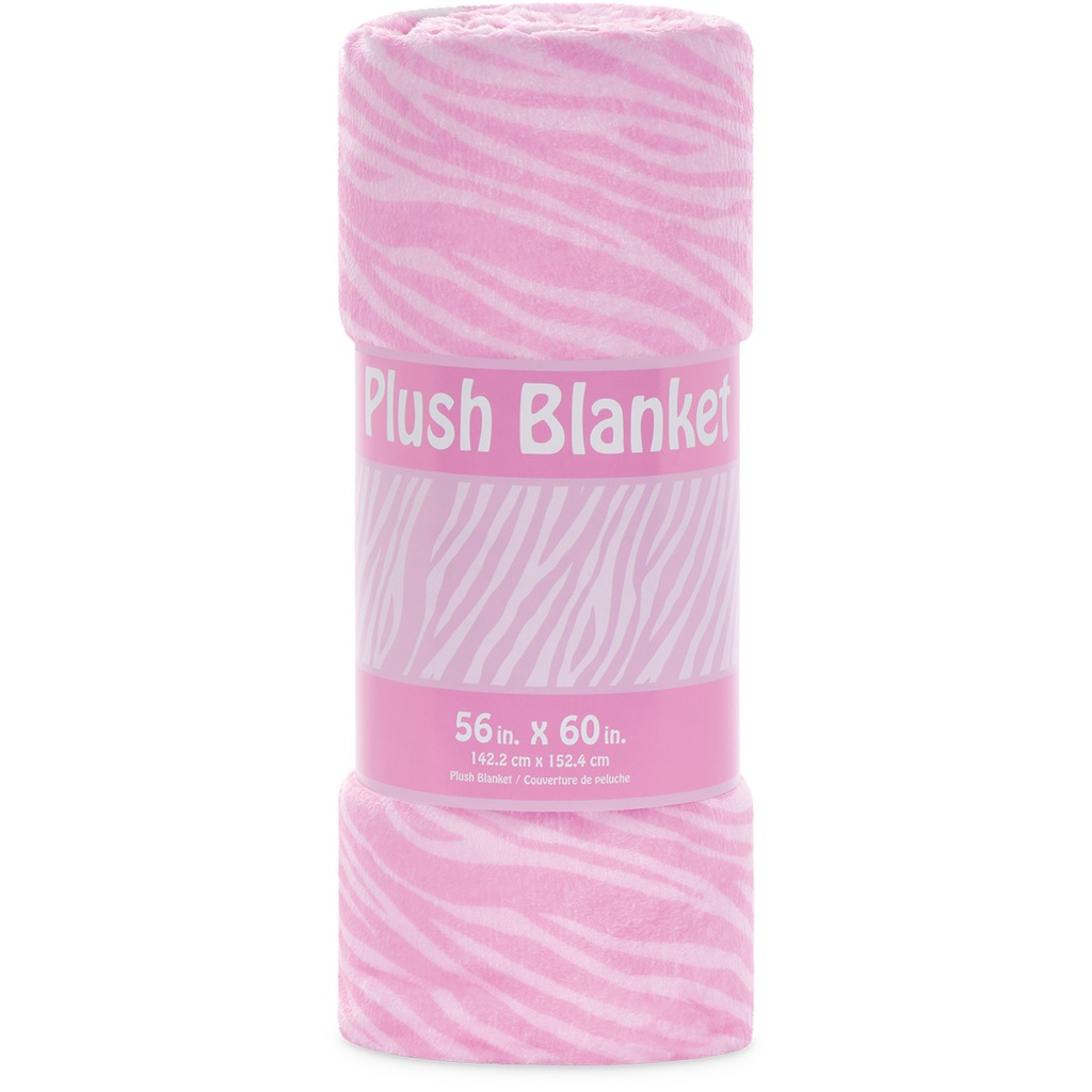 Pink Zebra Plush Blanket