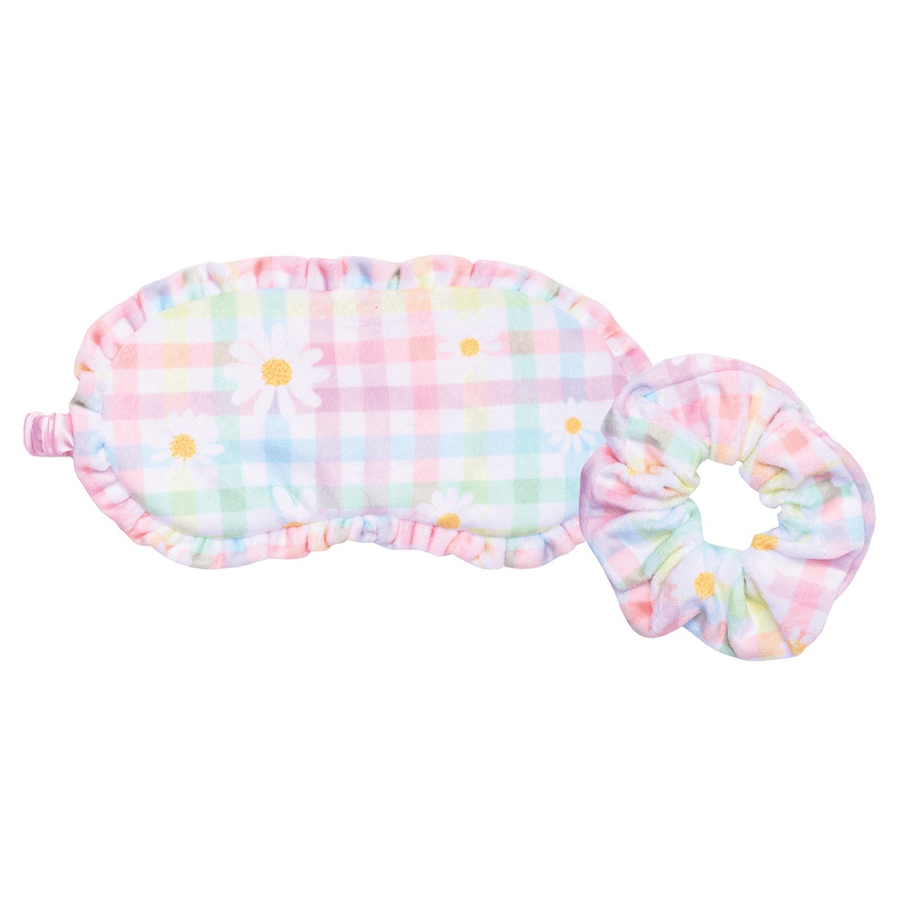 [880-343] Daisy Gingham Eye Mask & Scrunchie Set