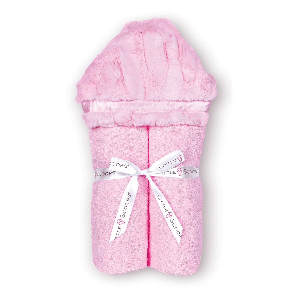Little Scoops Pink Furry Hooded Baby Towel