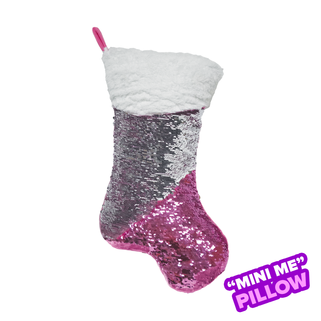 [780-933] Mini Pink Stocking Reversible Sequin Plush