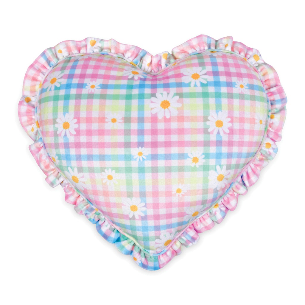 [780-3037] Daisy Gingham Heart Fleece Plush