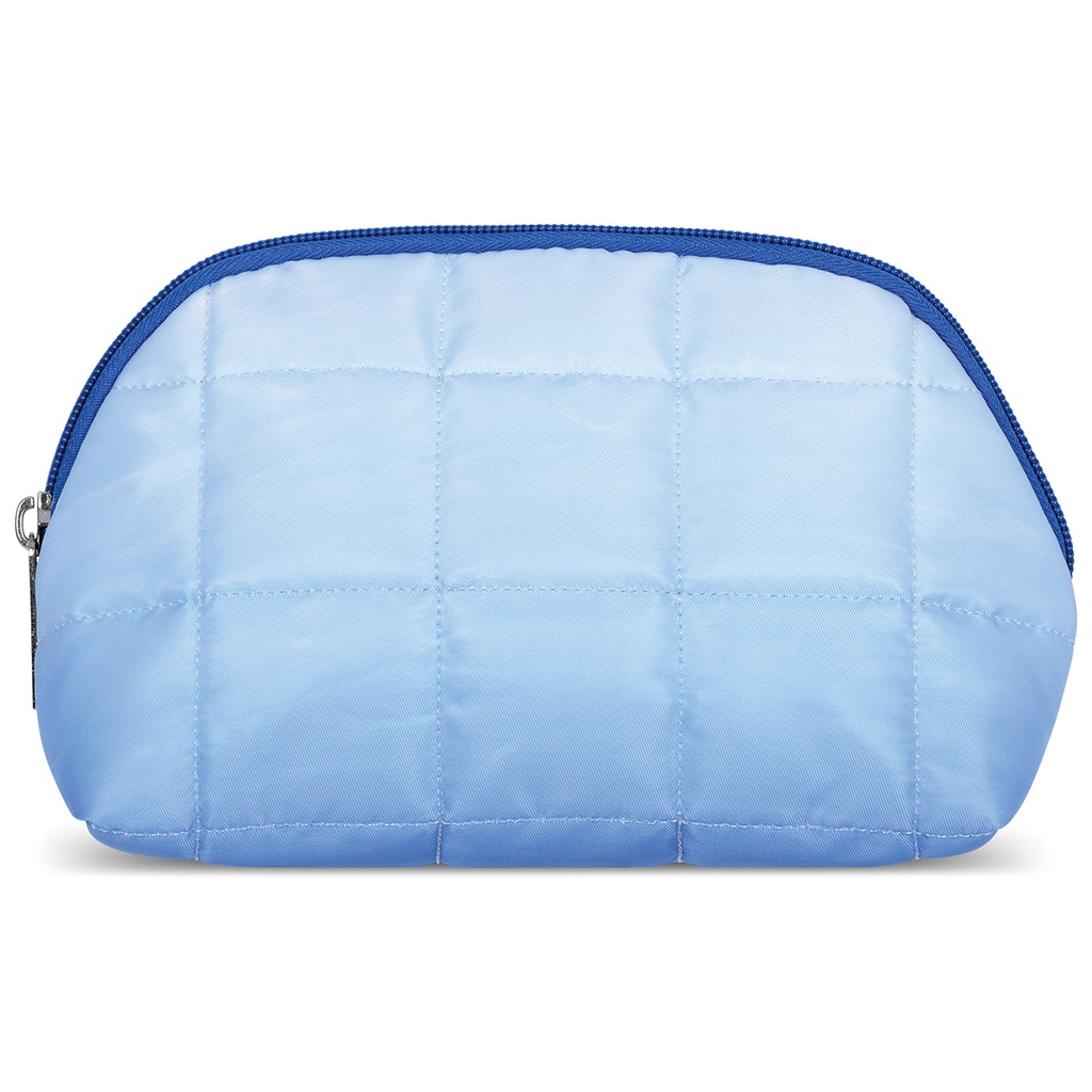 Blue Ombre Quilted Oval Cosmetic Bag
