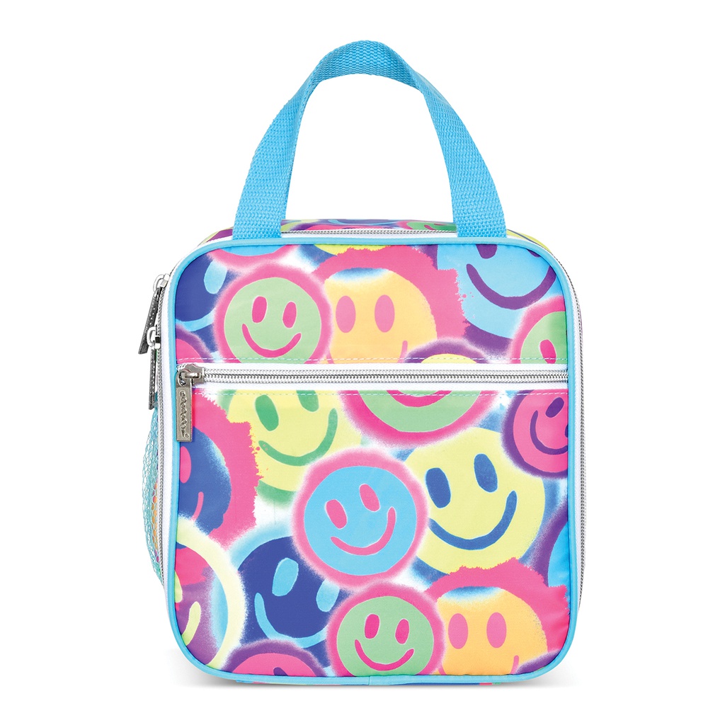 White Spray Paint Smiles Lunch Tote