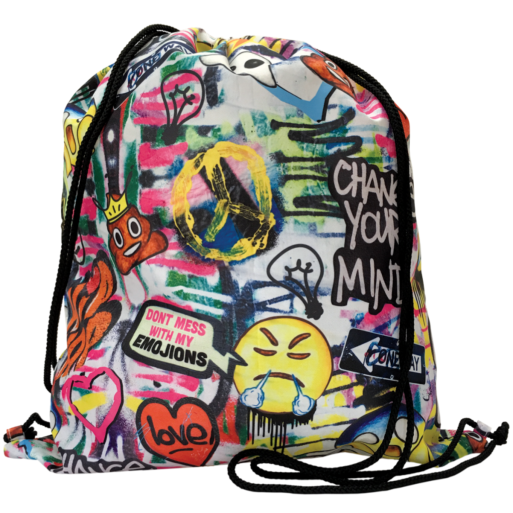 Emoji Graffiti Drawstring Bag
